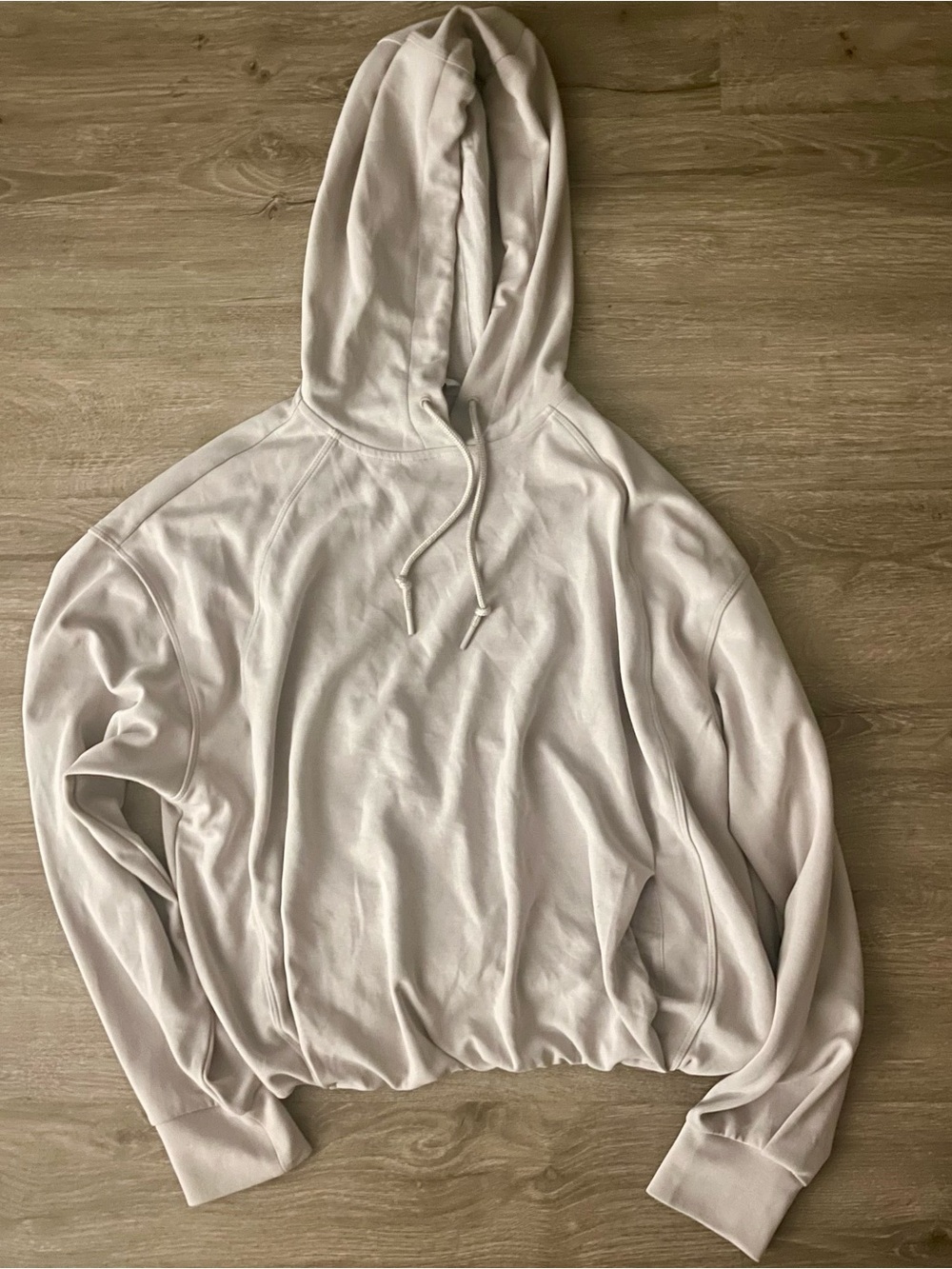 Athleta Seasoft Bubble Hem Hoodie Oatmeal Beige Taupe XS